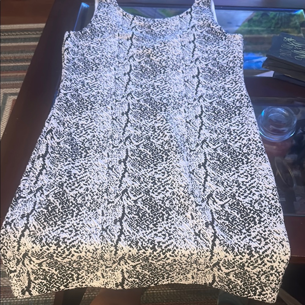 Divided Black and White Patterned Dress